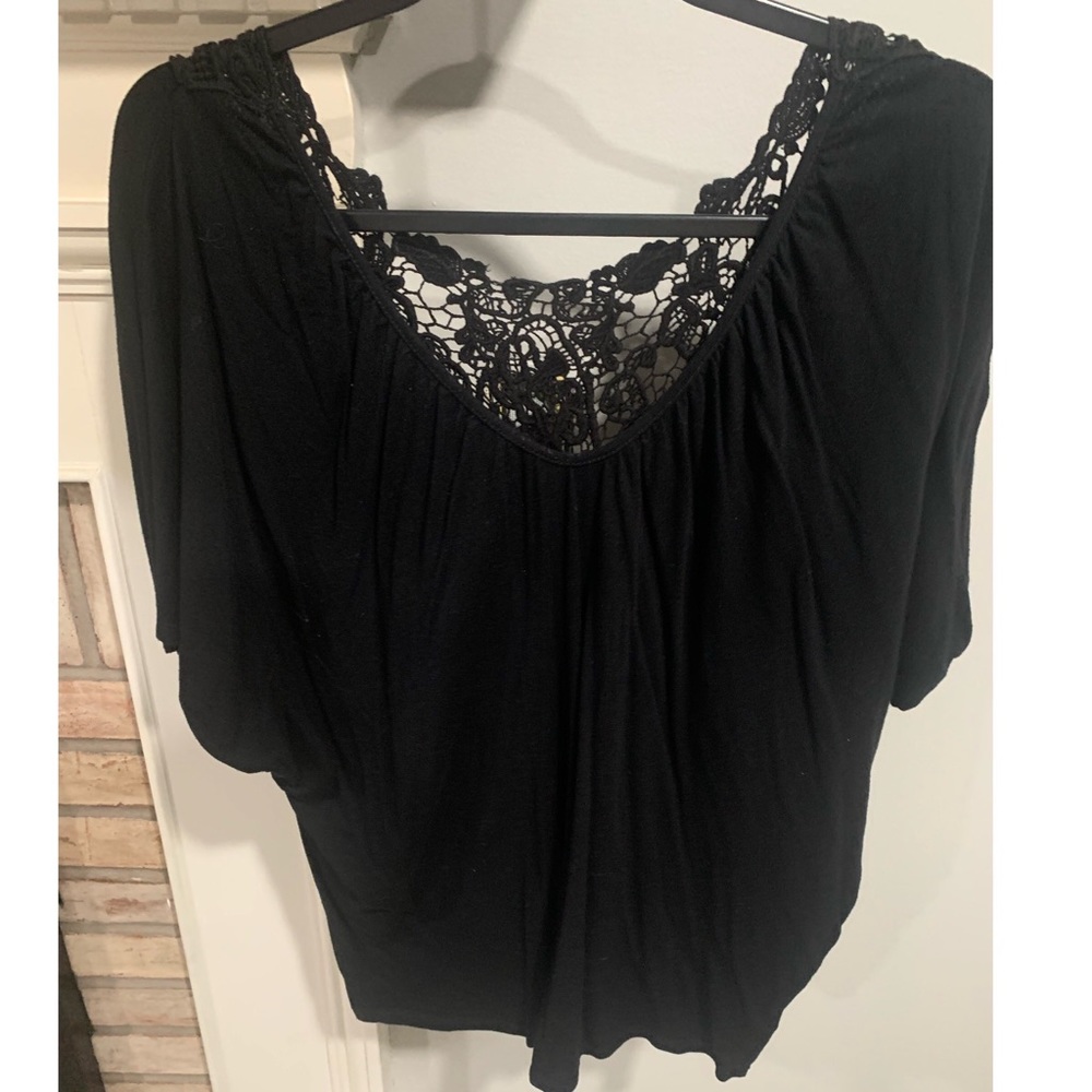 Black Crochet Back Express top